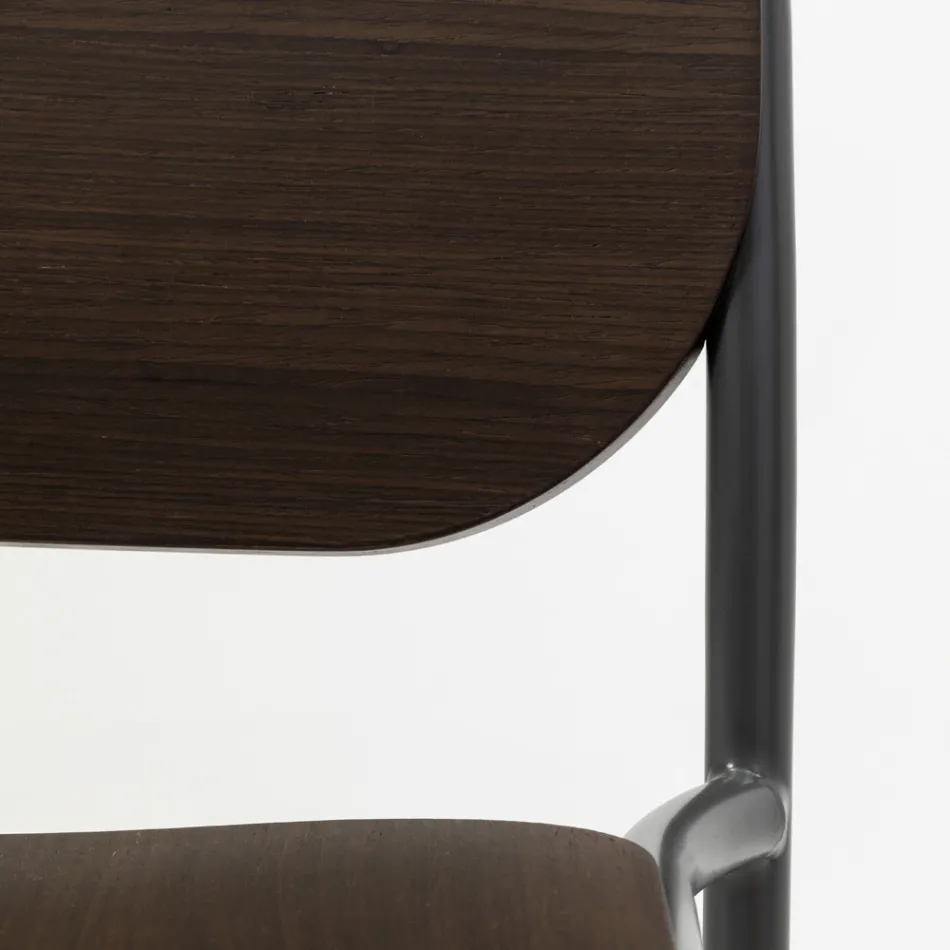 Kitchen Stool in Oak Wood and Metal Made in Italy 2 Pieces - Saffia Viadurini