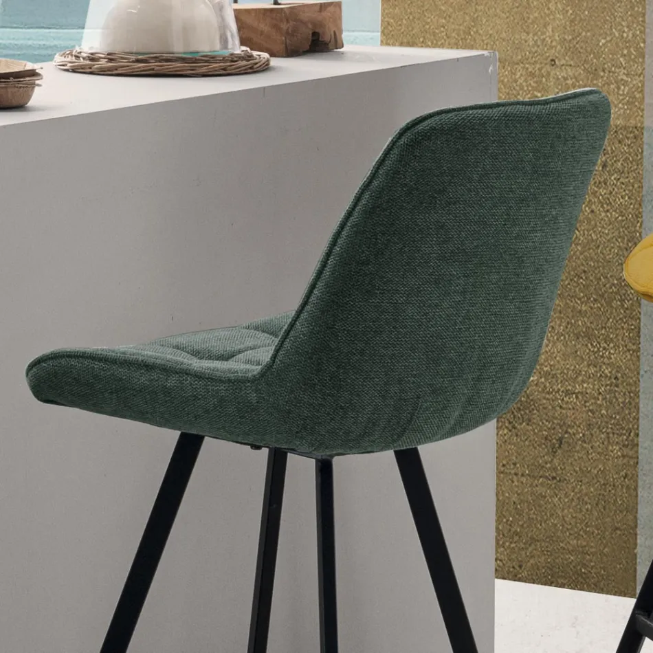 Upholstered Kitchen Stool with Metal Structure 2 Pieces - Raggia Viadurini