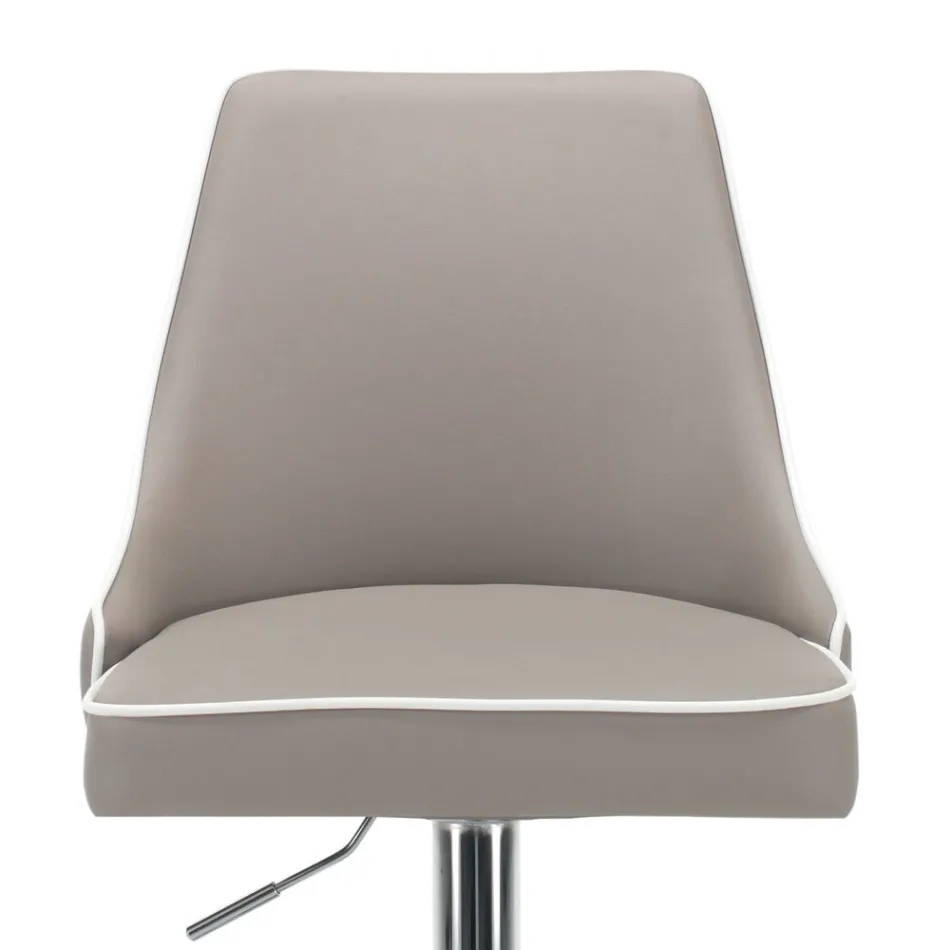 Kitchen Stool in Ecoleather and Chromed Steel Made in Italy - Nirvana Viadurini