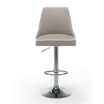 Kitchen Stool in Ecoleather and Chromed Steel Made in Italy - Nirvana Viadurini