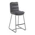 Kitchen Stool in Microfiber Gray Velvet Effect 2 Pieces - Fortaleza
