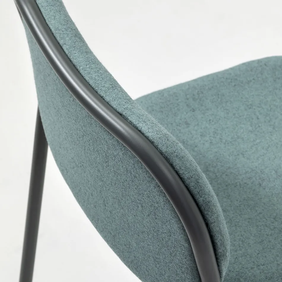 Kitchen Stool in Fabric and Metal Made in Italy 2 Pieces - Sangria Viadurini