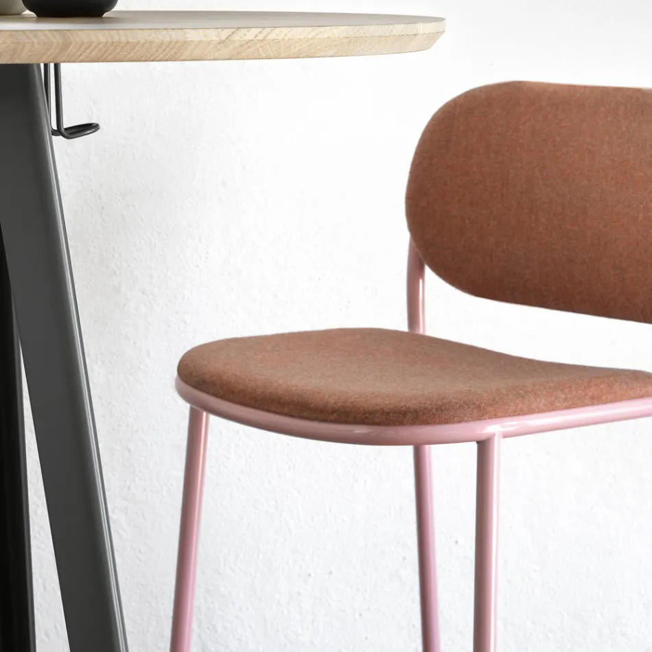 Kitchen Stool in Fabric and Metal Made in Italy 2 Pieces - Sangria Viadurini