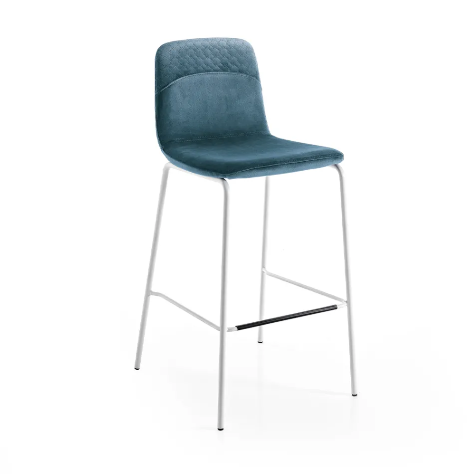 Kitchen Stool in Colored Velvet Modern and Elegant Design - Bizet Viadurini