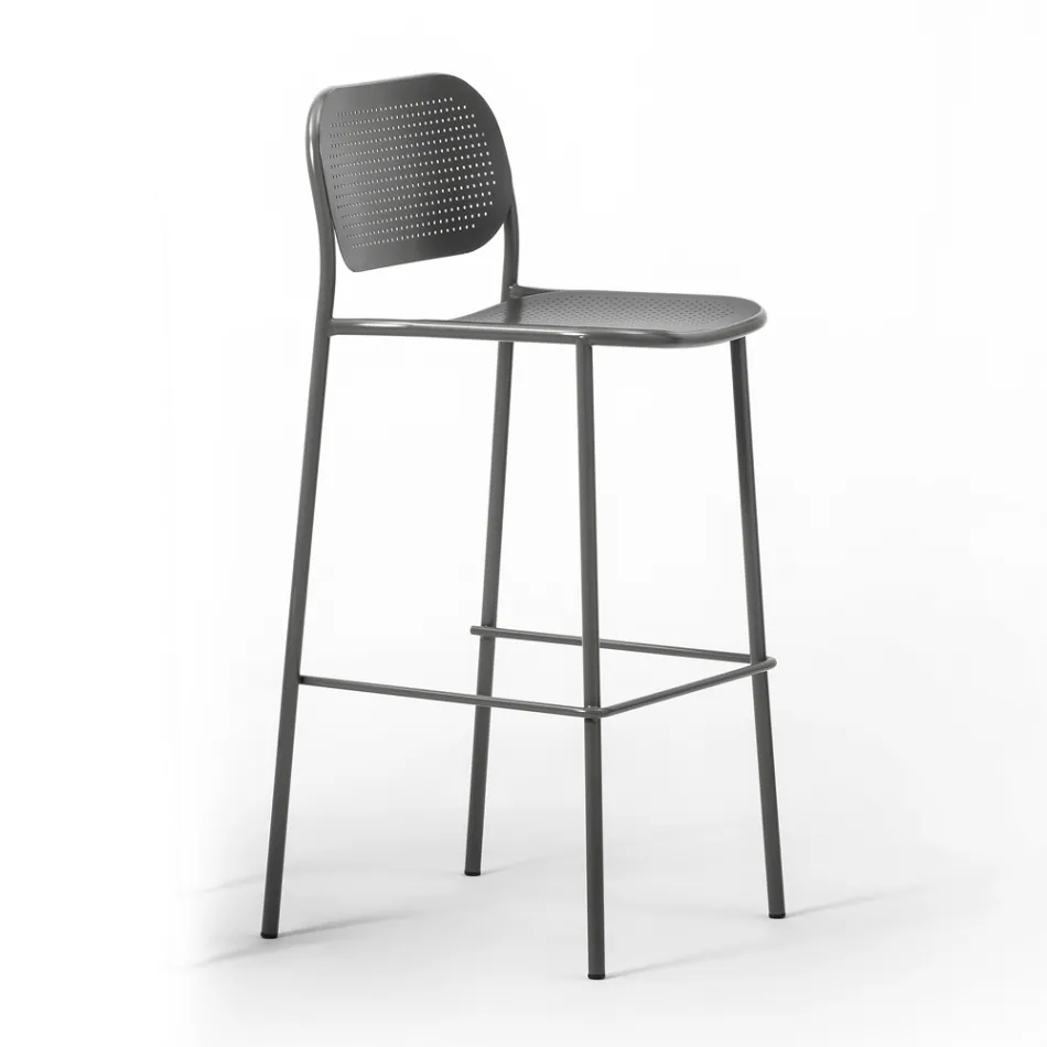 Outdoor Stackable Metal Stool Made in Italy 2 Pieces - Synergy Viadurini