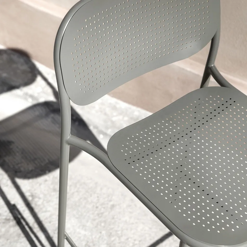 Outdoor Stackable Metal Stool Made in Italy 2 Pieces - Synergy Viadurini