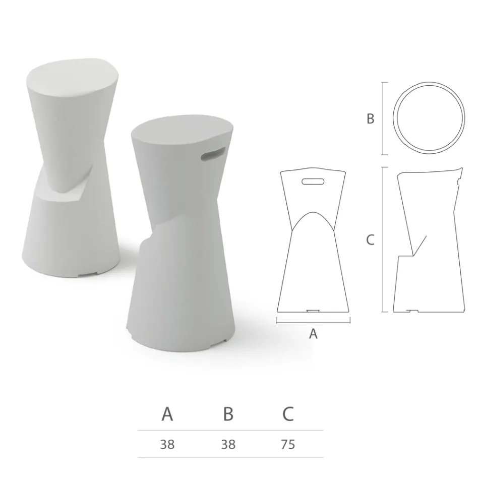 Outdoor Stool in Polyethylene 7 Colors Made in Italy - Cream Viadurini