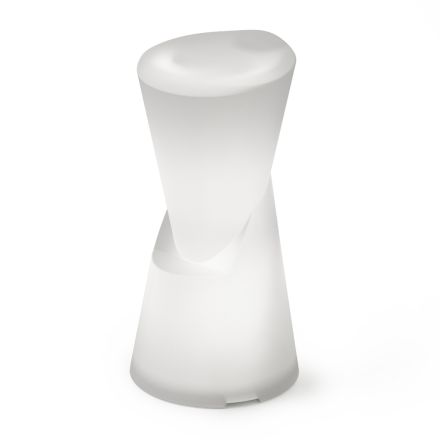 Luminous Outdoor Stool in White Polyethylene Made in Italy - Strawberry Viadurini