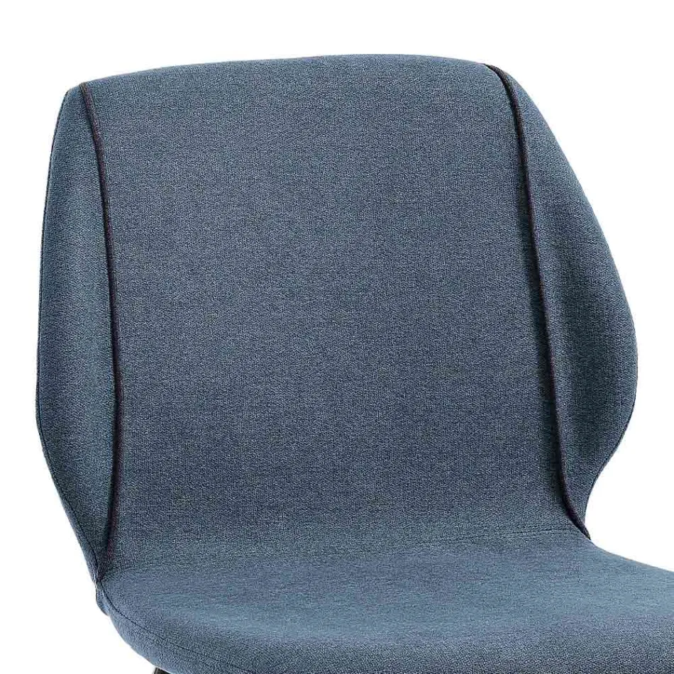 Design Living Room Stool in Fabric with Border and Anthracite Metal - Scarat Viadurini