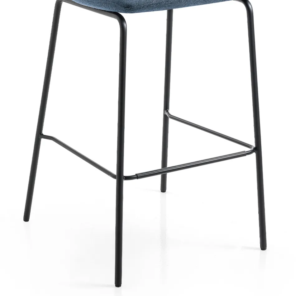 Elegant Modern Design Living Room Stool in Fabric with Border - Scarat Viadurini