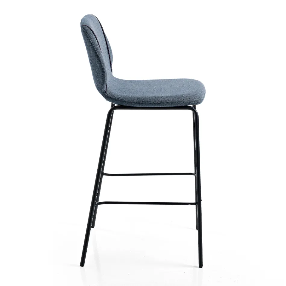 Elegant Modern Design Living Room Stool in Fabric with Border - Scarat Viadurini