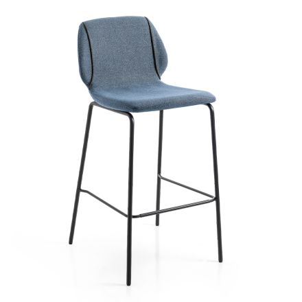 Elegant Modern Design Living Room Stool in Fabric with Border - Scarat Viadurini