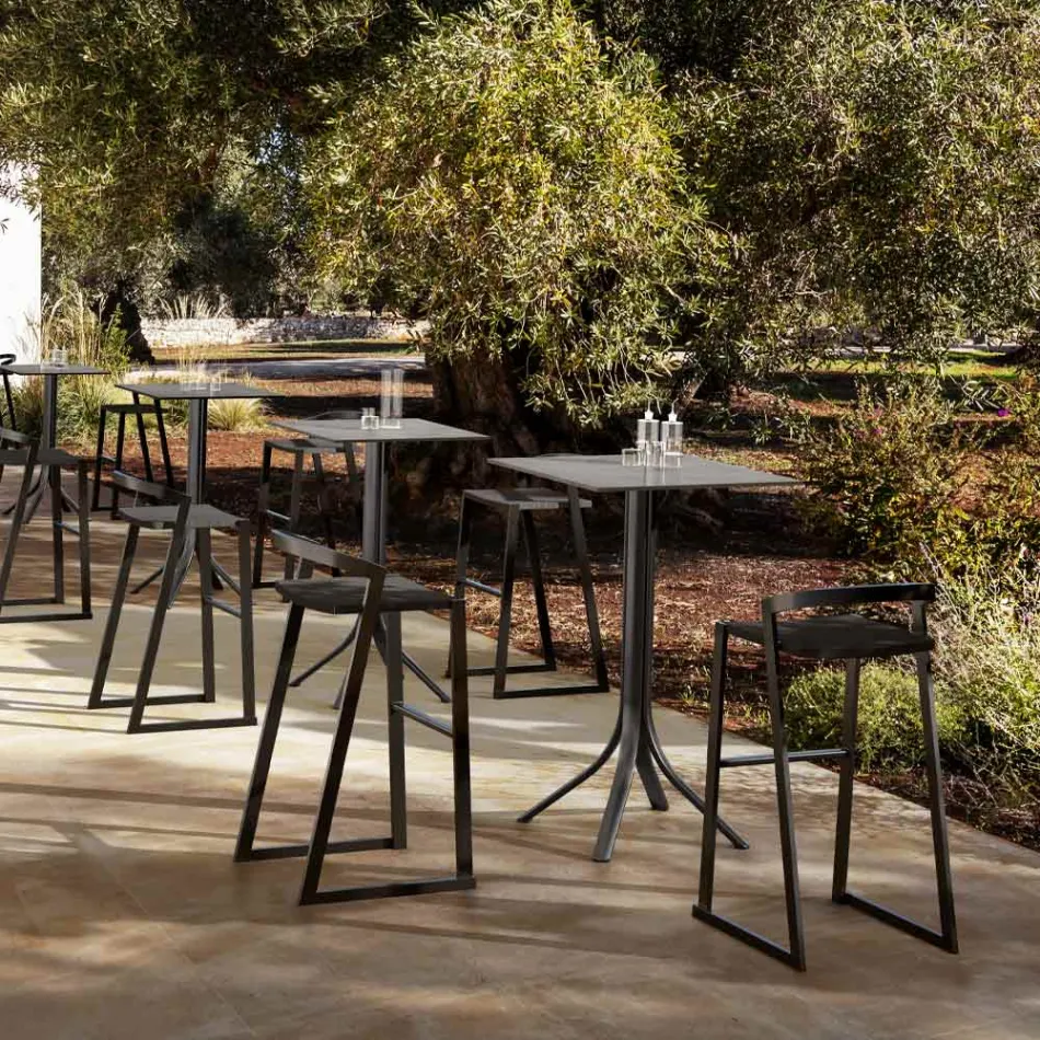 Outdoor Design Stool in High Quality Aluminium, 3 pieces - Filomena Viadurini