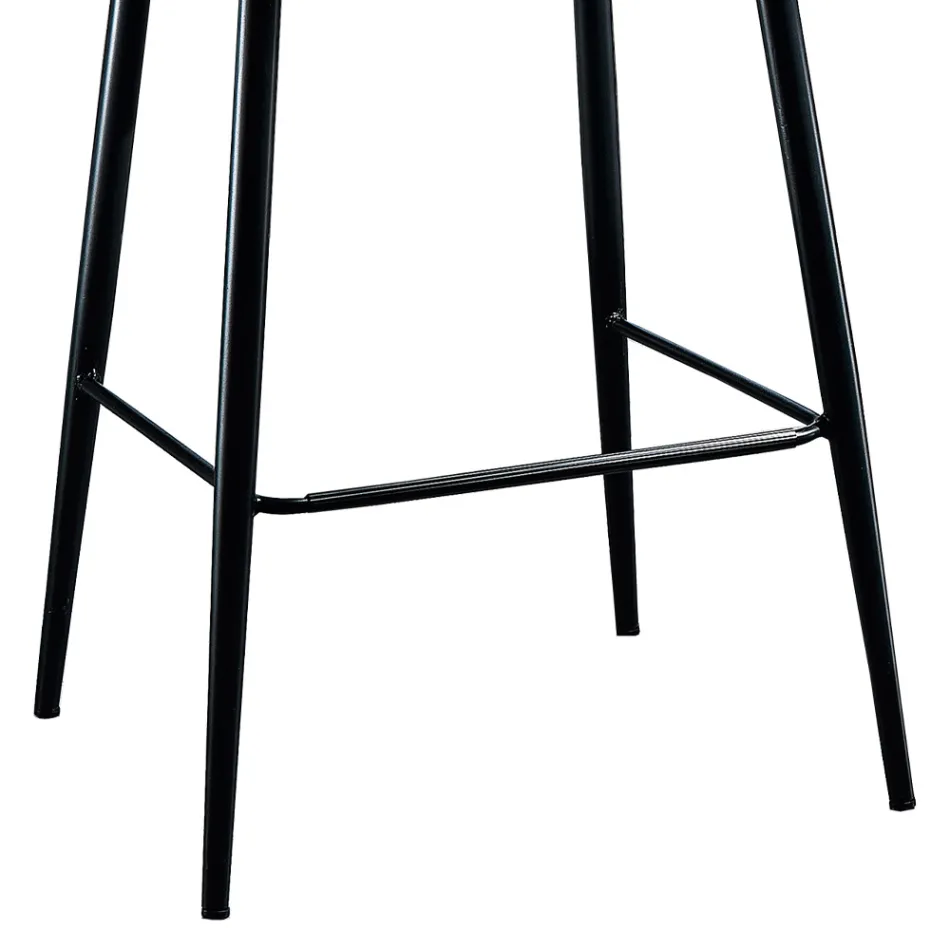 Elegant Stool in Colored Quilted Velvet and Anthracite Metal - Scarat Viadurini
