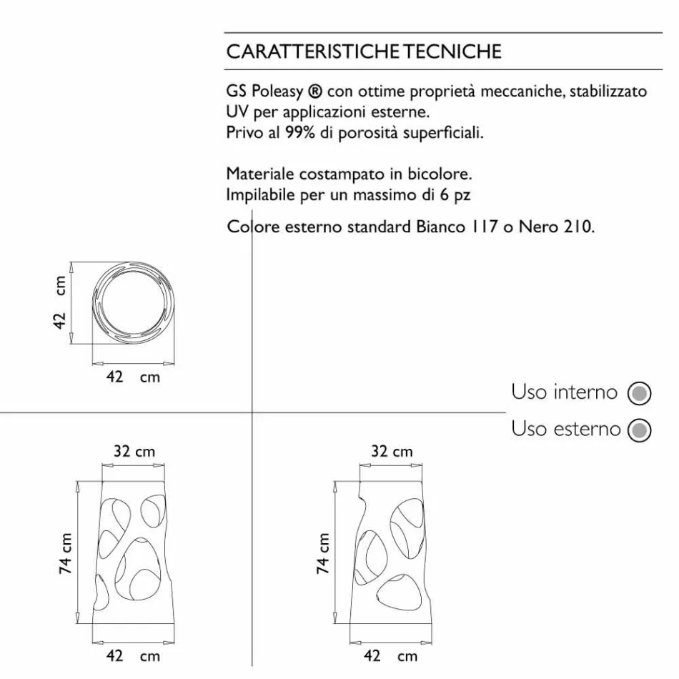 Outdoor or Indoor Stackable Stool White or Black 2 Pieces - Liberty by Myyour Viadurini