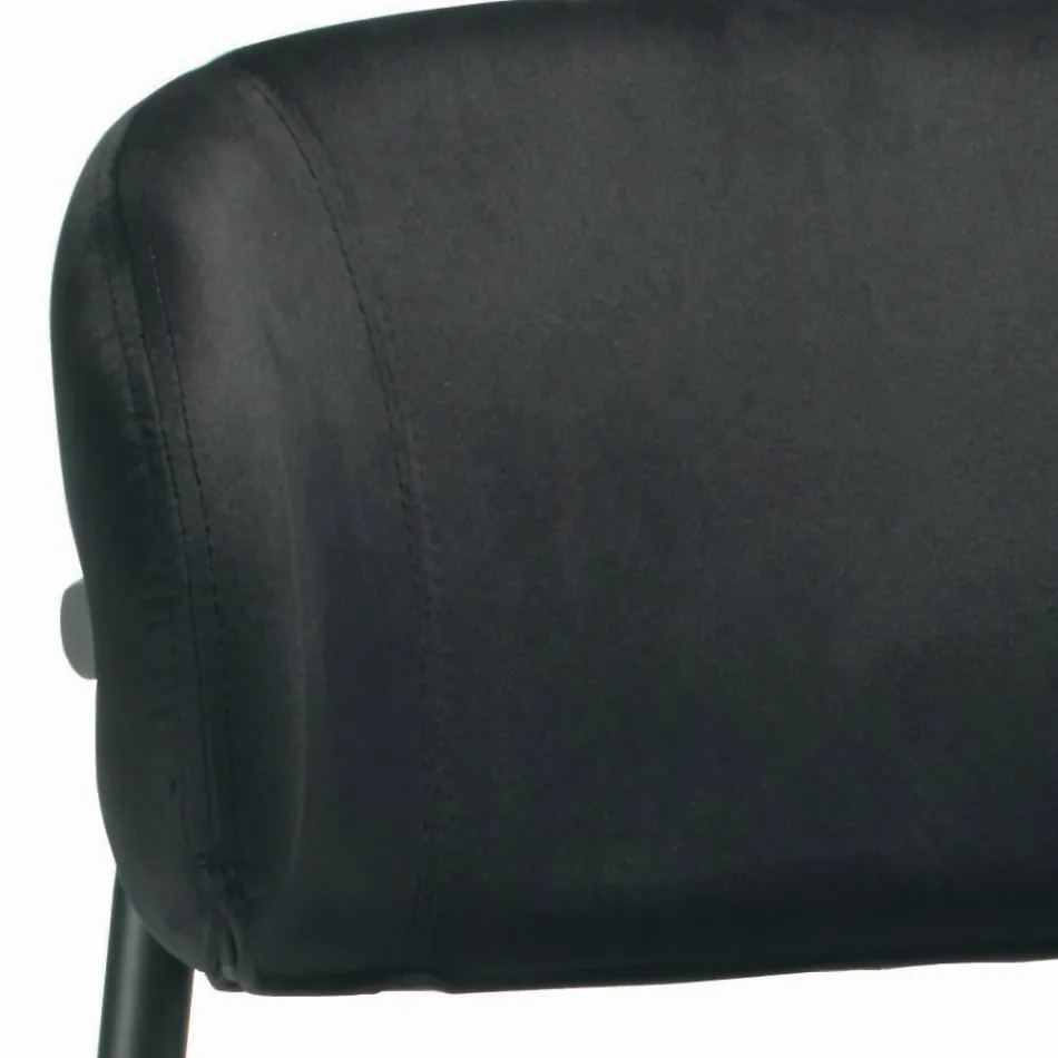 Fixed Stool with Velvet Seat and Backrest Made in Italy - Cagliari Viadurini