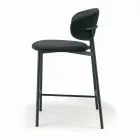 Fixed Stool with Velvet Seat and Backrest Made in Italy - Cagliari Viadurini