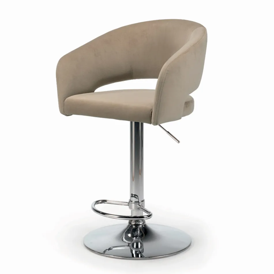 Swivel and Height Adjustable Stool in Velvet and Steel - Alassio Viadurini