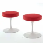 Swivel Stool in Lacquered Aluminum with Leather Seat Made in Italy - Dacia Viadurini