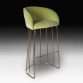 Upholstered and Upholstered Stool with Metal Structure Made in Italy - Antwerp