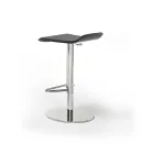 Stool in Faux Leather, Leather or Hide, Steel and Wood Structure - Peck Model Viadurini