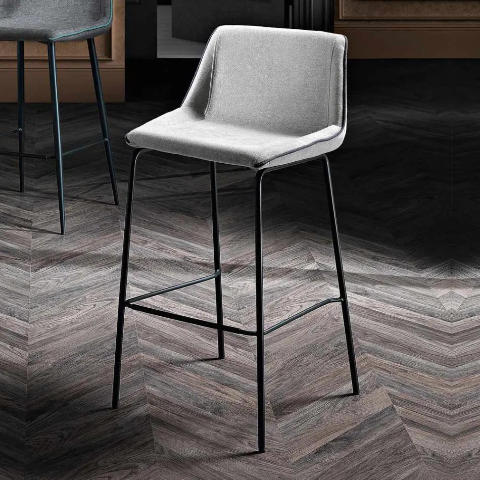 Modern Colored Metal and Fabric Stool Made in Italy - Marianet Viadurini