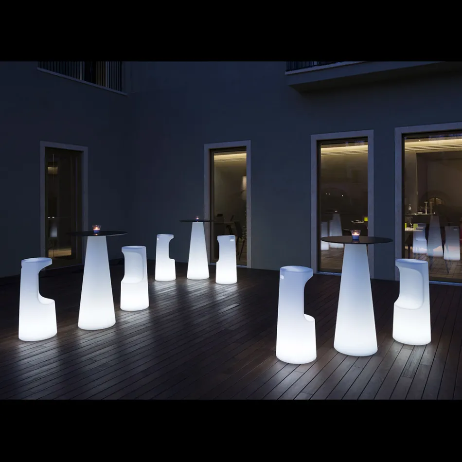 Outdoor Luminous Stool in Polyethylene with LED Light Made in Italy - Forlina Viadurini