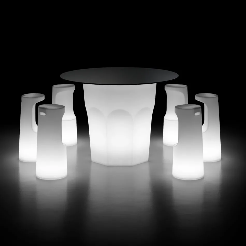 Outdoor Luminous Stool in Polyethylene with LED Light Made in Italy - Forlina Viadurini