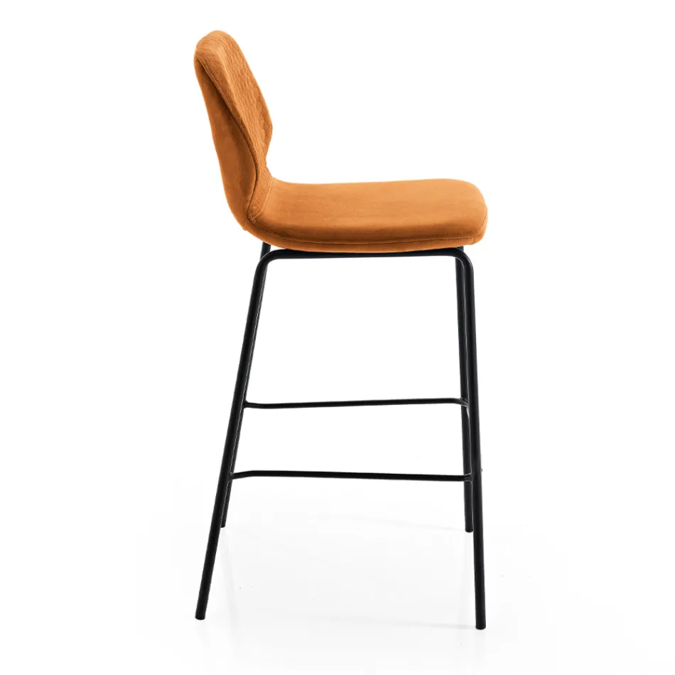 Modern Kitchen Stool in Colorful Designer Quilted Velvet - Scarat Viadurini