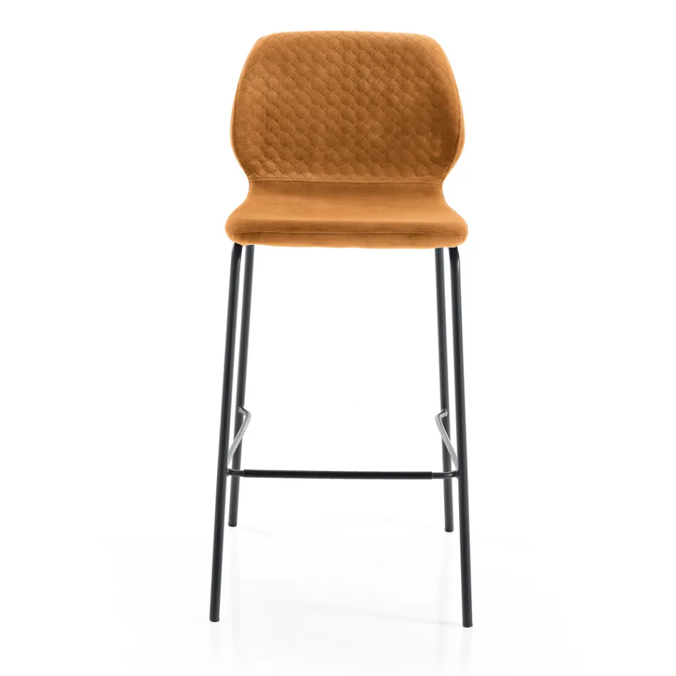 Modern Kitchen Stool in Colorful Designer Quilted Velvet - Scarat Viadurini
