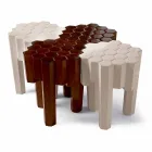 Design solid wood stool / coffee table, L38xD38 cm, Begga Viadurini