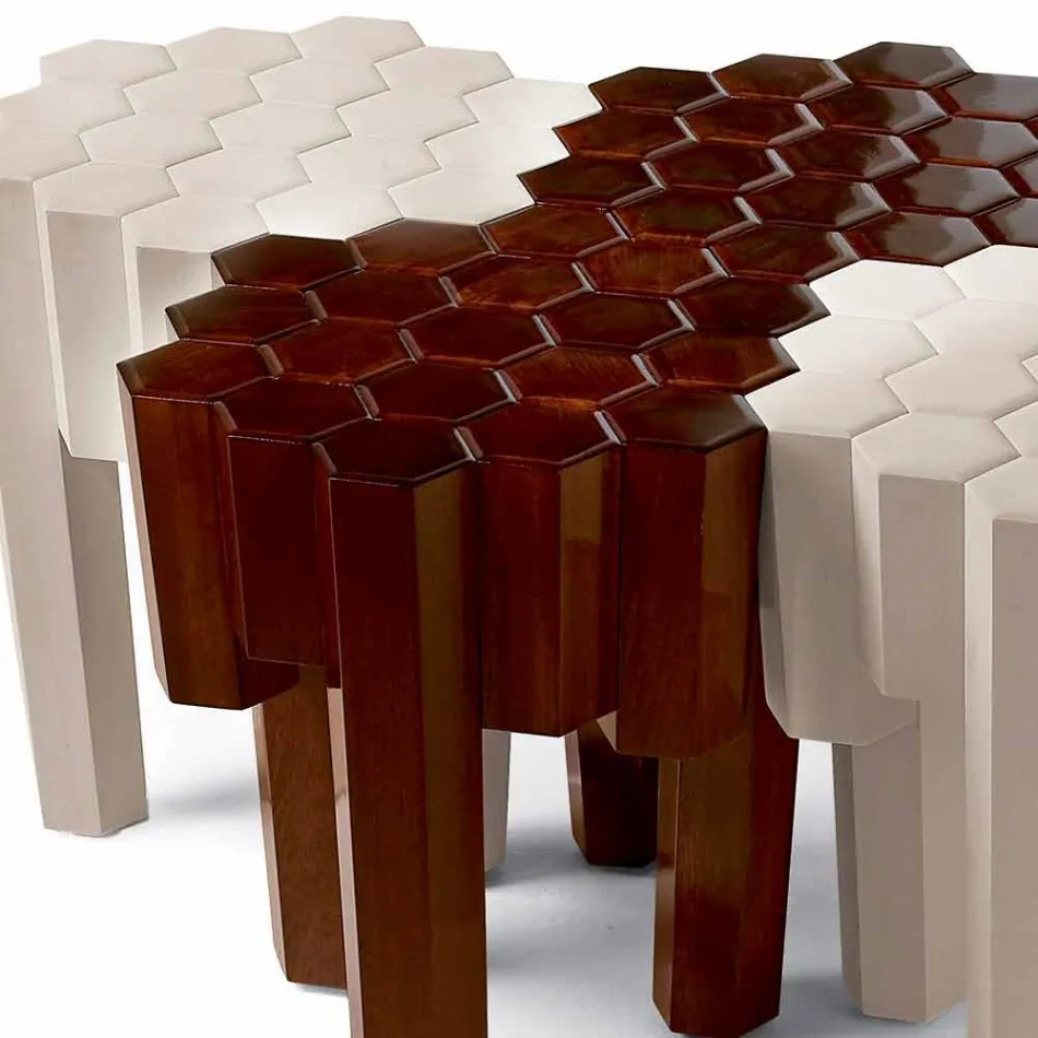 Design solid wood stool / coffee table, L38xD38 cm, Begga Viadurini