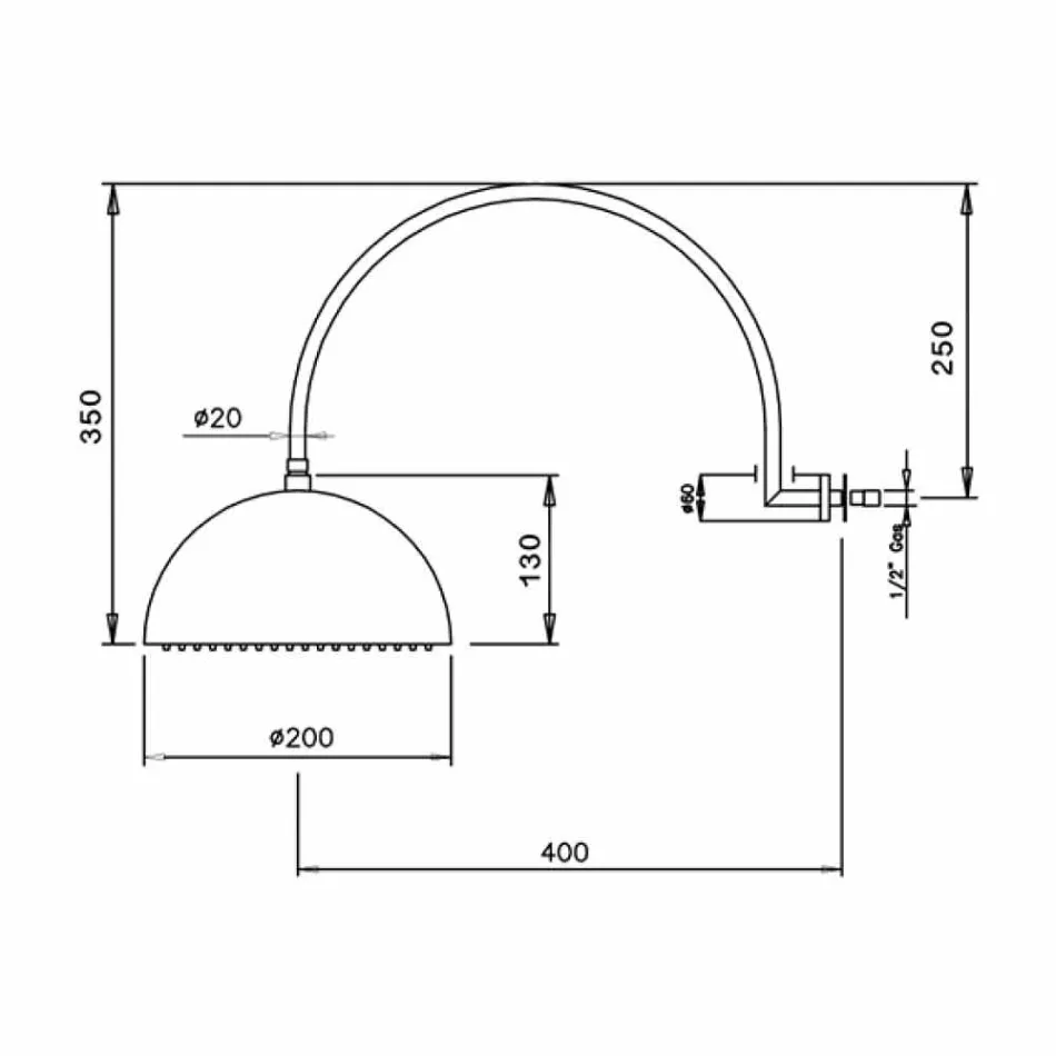 Steel Bell Shower Head with Arched Arm Made in Italy - Auro Viadurini