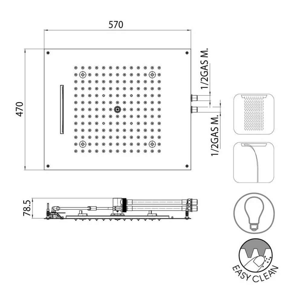 Shower head with LED lights two modern design Dream jets Viadurini