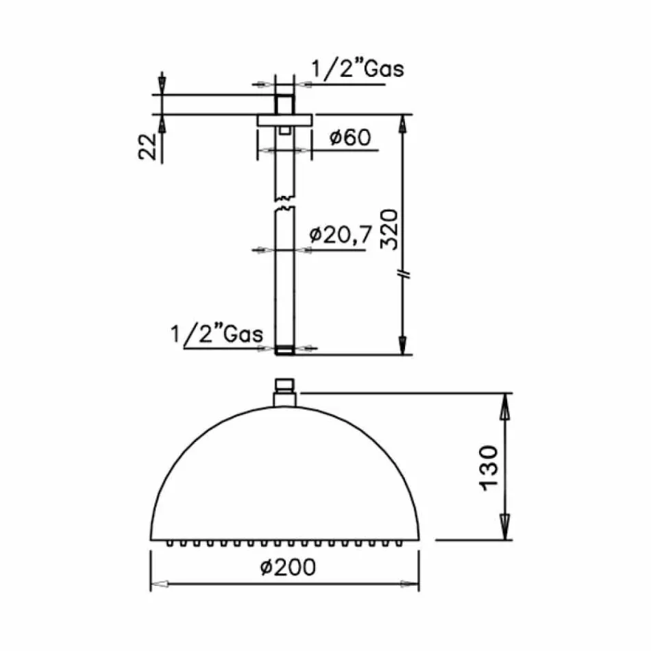 Shower Head in Steel Chrome Finish Bell Made in Italy - Auro Viadurini