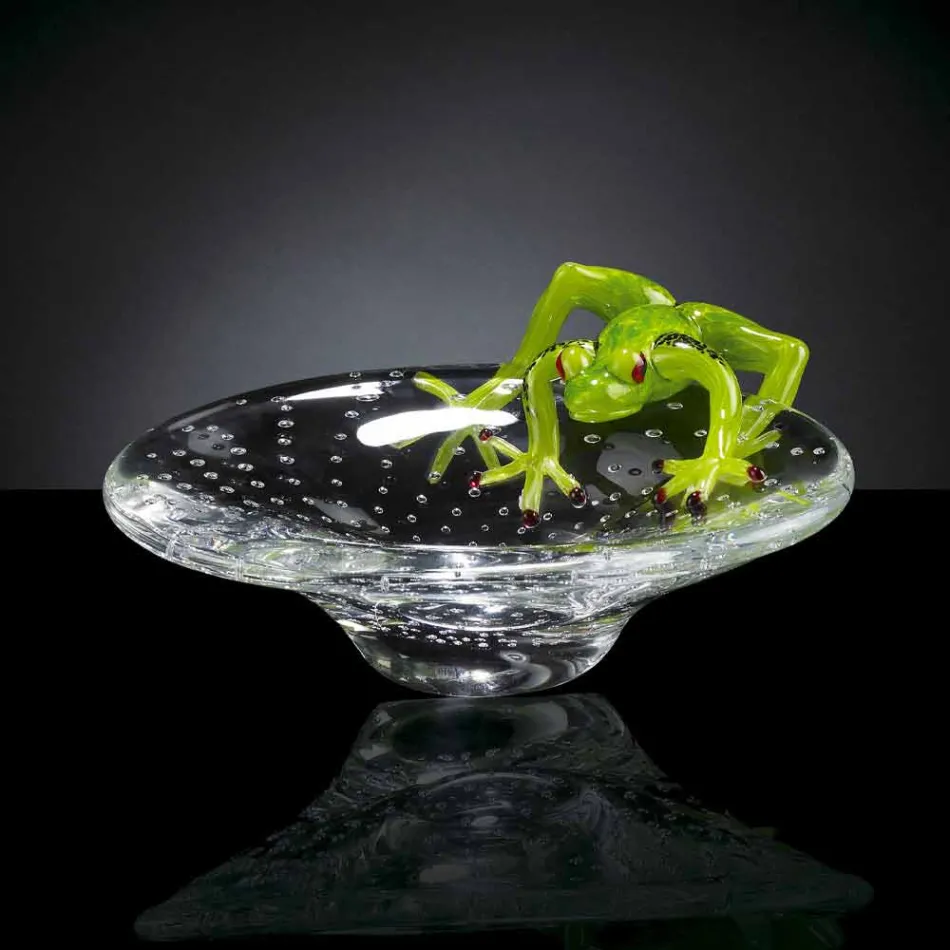 Small Tray with Glass Frog Ornament Made in Italy - Sossio Viadurini