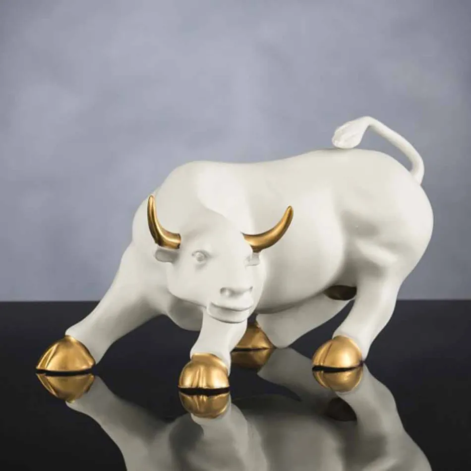 Handmade Ceramic Bull-Shaped Ornament Made in Italy - Bulino Viadurini