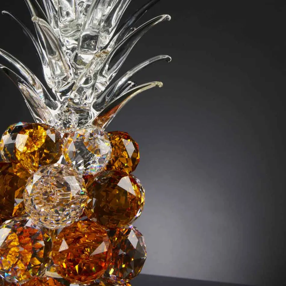 Decorative Pineapple-Shaped Crystal Ornament Made in Italy - Pineapple Viadurini