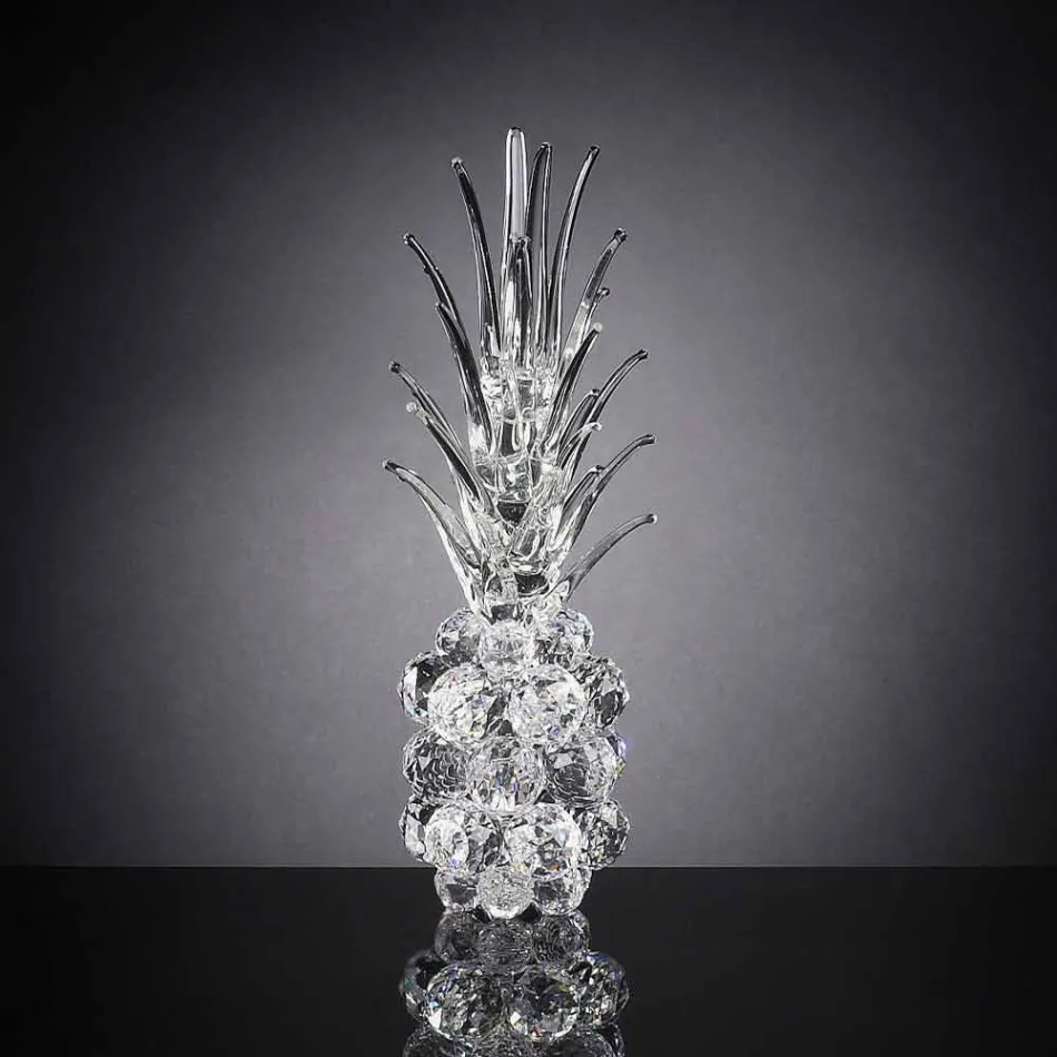 Decorative Pineapple-Shaped Crystal Ornament Made in Italy - Pineapple Viadurini