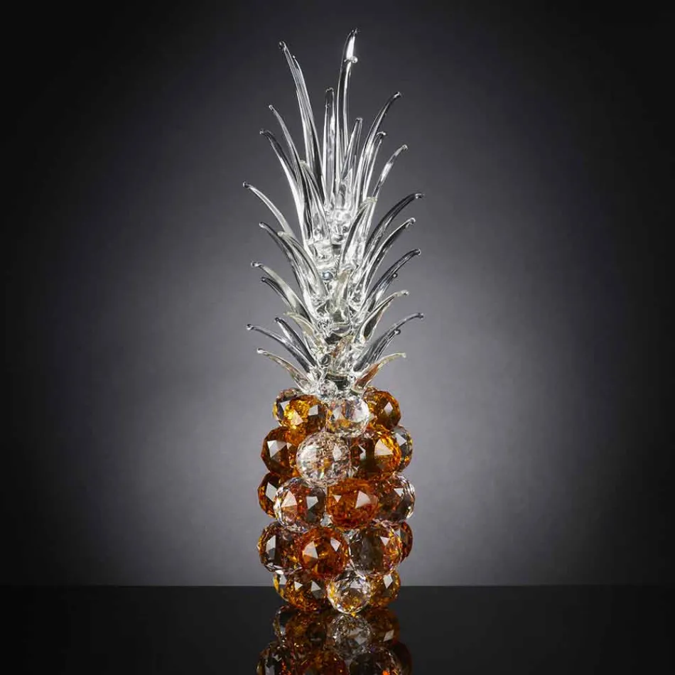 Decorative Pineapple-Shaped Crystal Ornament Made in Italy - Pineapple Viadurini