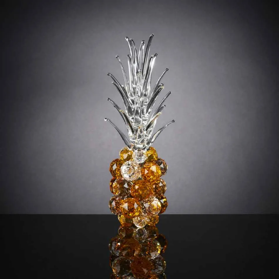 Decorative Pineapple-Shaped Crystal Ornament Made in Italy - Pineapple Viadurini