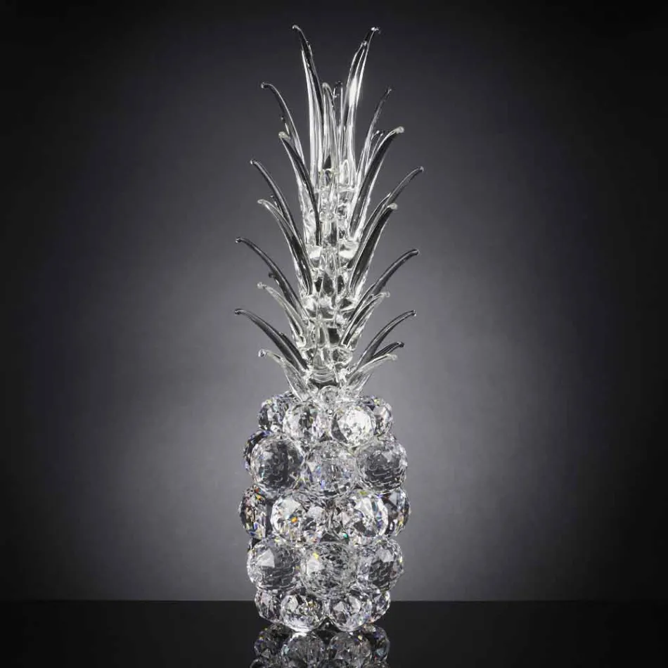 Decorative Pineapple-Shaped Crystal Ornament Made in Italy - Pineapple Viadurini