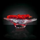 Decorative Ornament in Transparent and Red Glass Made in Italy - Sossio Viadurini