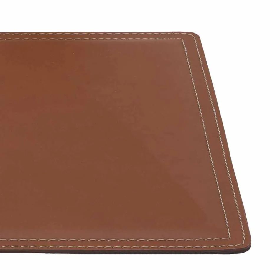 Regenerated Leather Desk Pad with Pen Stop Stitching Made in Italy - Ascanio Viadurini
