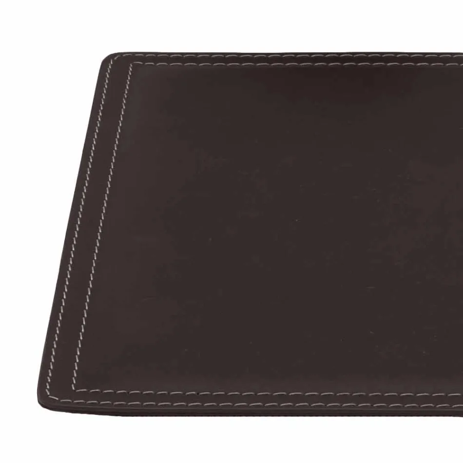 Regenerated Leather Desk Pad with Pen Stop Stitching Made in Italy - Ascanio Viadurini