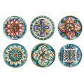 Round Plates in Colored Plastic with Majolica 12 Pieces - Maia