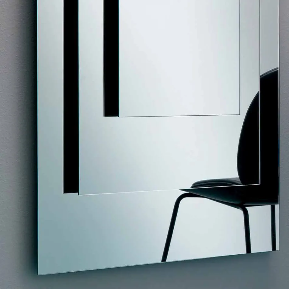 Three-Layer Wall Mirror and Black Structure Italian Design - Plaudio Viadurini