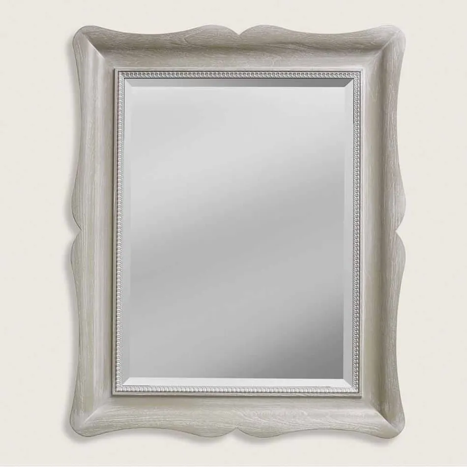 Modern design fir wood wall mirror made in Italy Angelo Viadurini