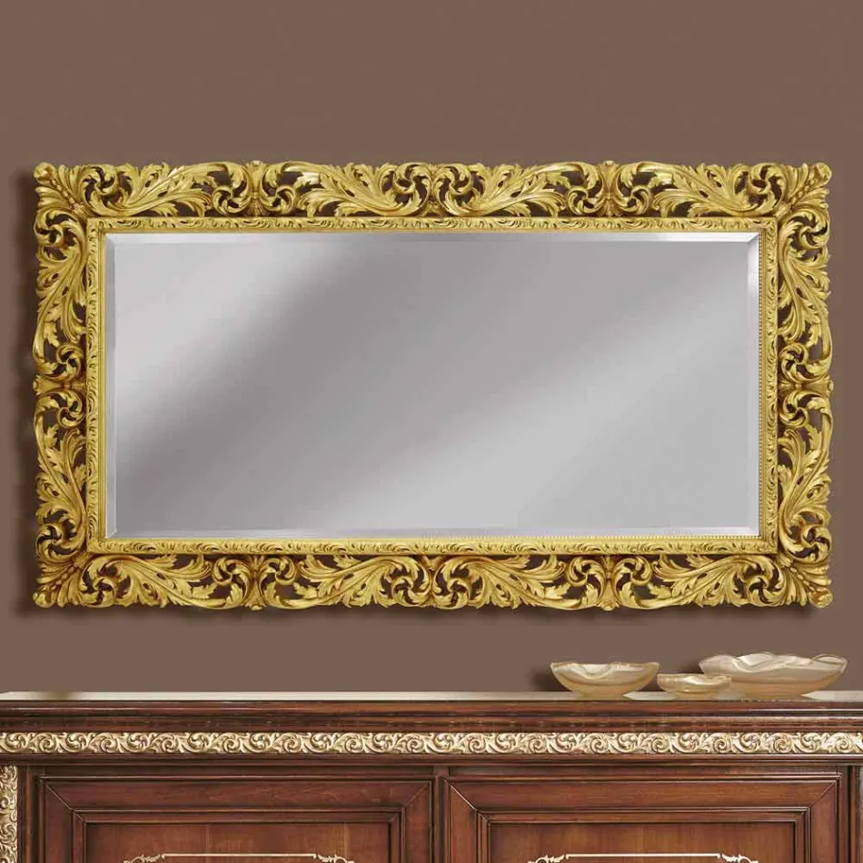 Wooden wall mirror with modern lines handmade in Italy Alex Viadurini