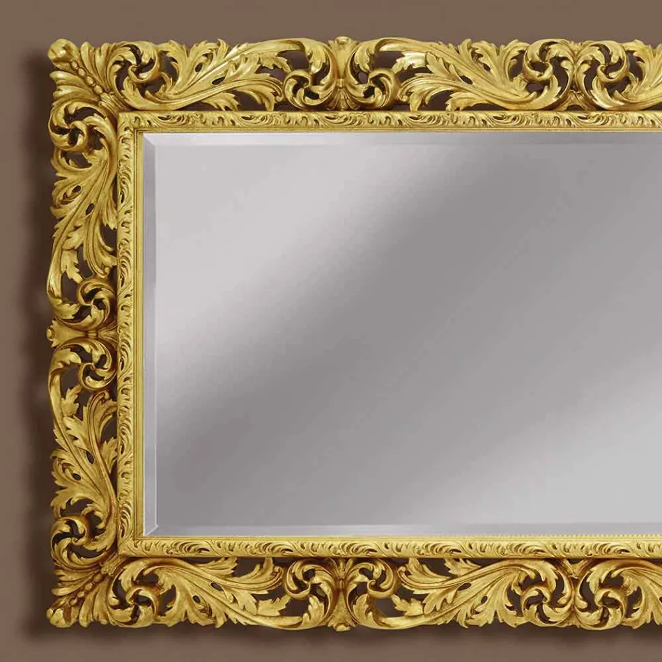 Wooden wall mirror with modern lines handmade in Italy Alex Viadurini